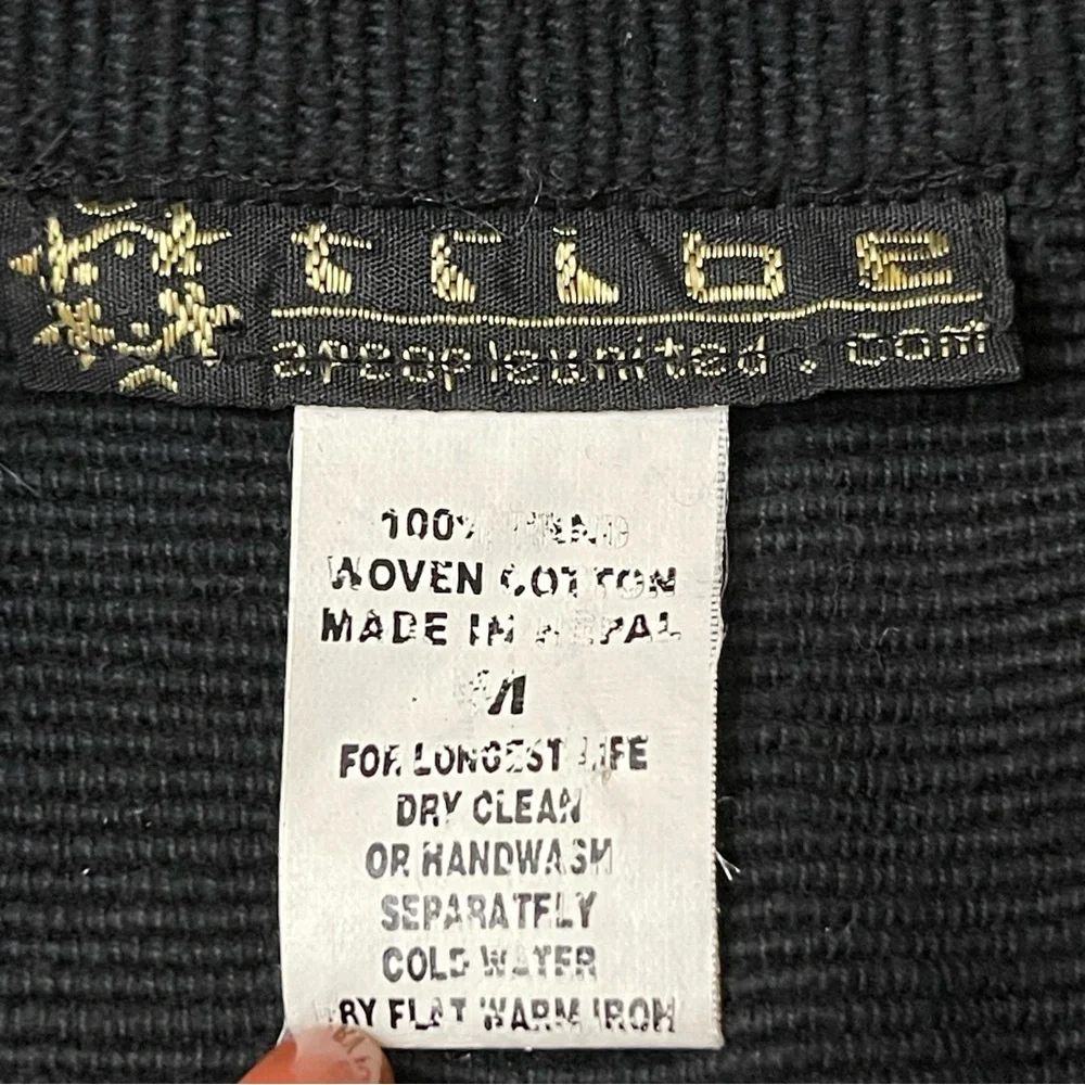 Tribe apeopleunited Women's Faded Black Kimono Artistic‎ Accents Woven Cotton - Picture 8 of 8